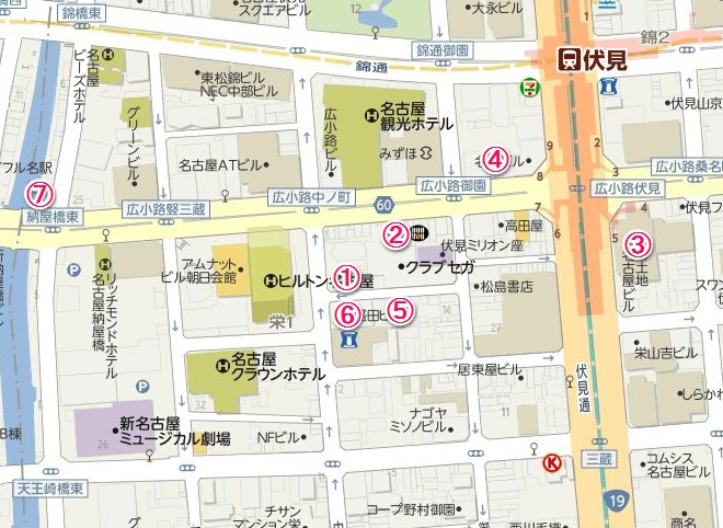 伏見名古屋劇場地図番号クラウンなし