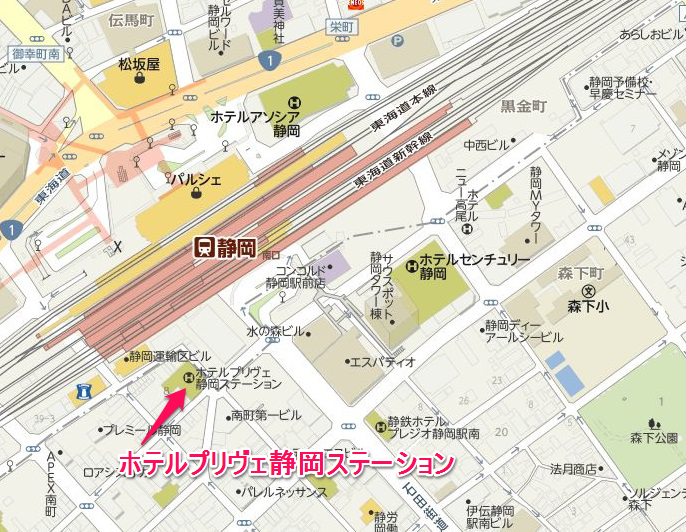 11ホテルプリヴェ静岡ステーション地図686532