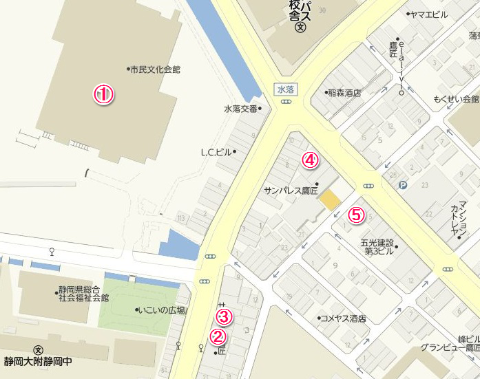 1静岡市民文化会館近くランチ地図697551