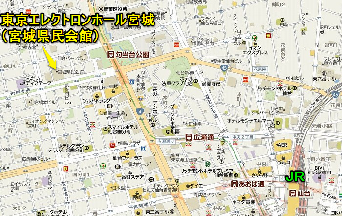 東京エレクトロンホール宮城（仙台）黄地図700422