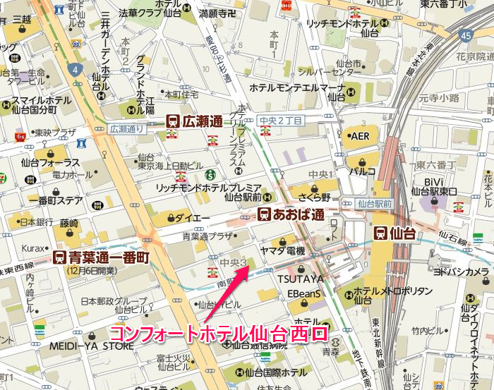 5コンフォートホテル仙台西口地図700553