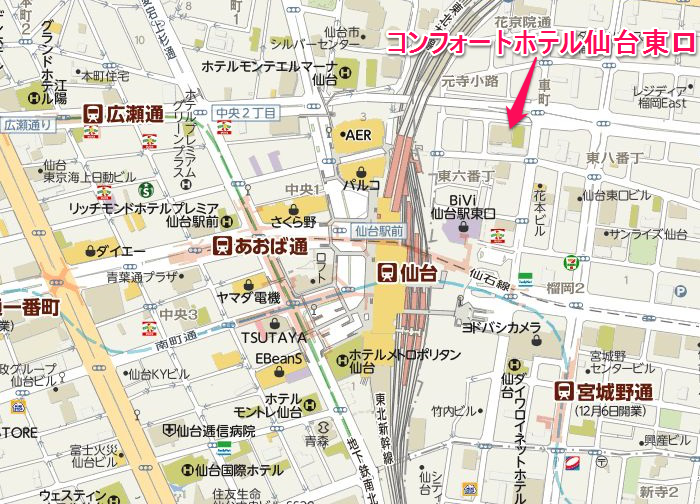 11コンフォートホテル仙台東口地図700504