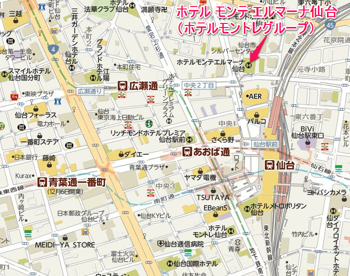1ホテル　モンテ　エルマーナ仙台地図700553