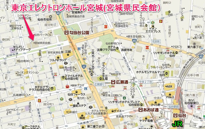 東京エレクトロンホール宮城（仙台）地図700412